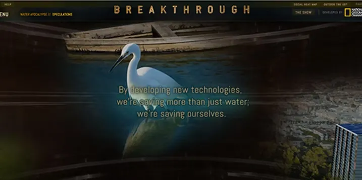 Breakthrough connecting wildlife, water, and city imagery within an immersive scene.